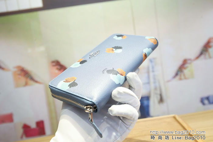 COACH蔻馳 55950 牛皮女錢包 花卉印花塗層 拉鏈錢包  Chz1199